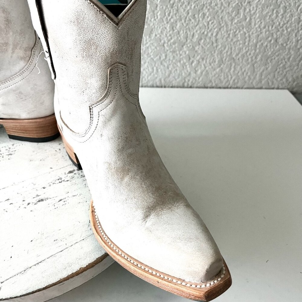 Lane EMMA JANE Womens Cowboy Booties White Western Short Ankle Boots Size 7.5 - Picture 6 of 12